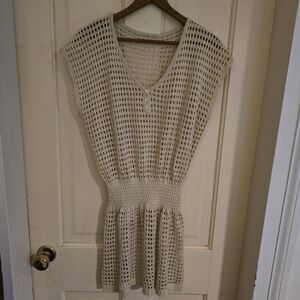 Amazon Women's Cream Crochet Swim Coverup